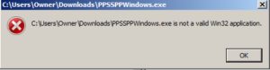Invalid Win32 Application error on Windows 7